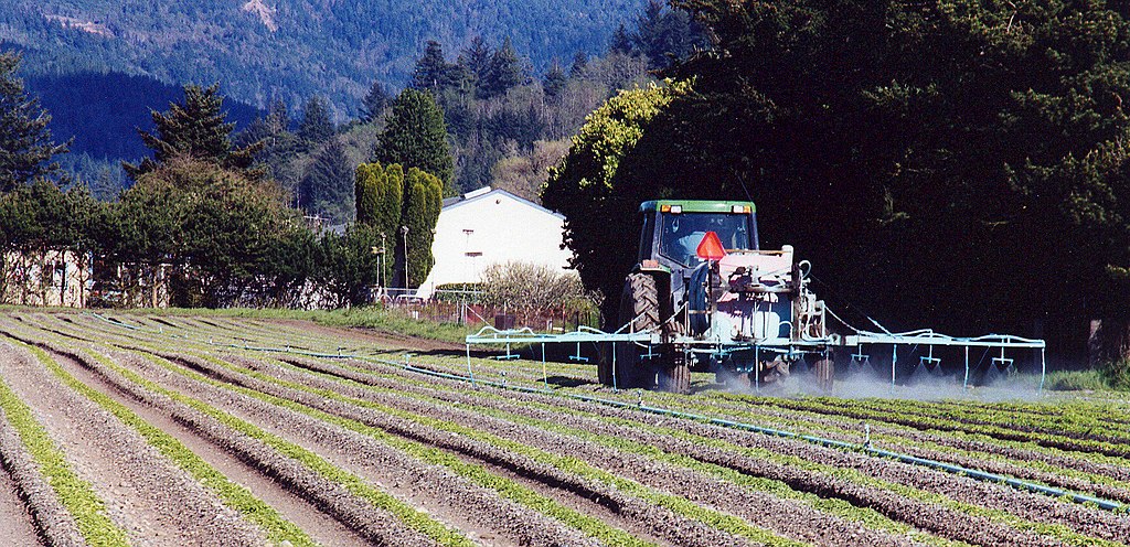 Spraying Easter lily fields in Smith River, California.