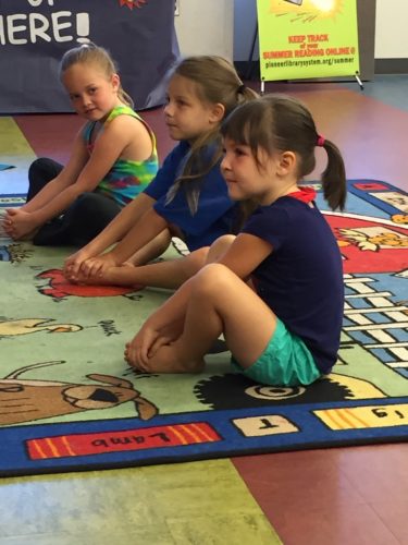 Children had fun taking a yoga class at the library