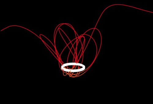 The orbit of 2020 CD3 around the Earth. The gray band is the orbit of the Moon.