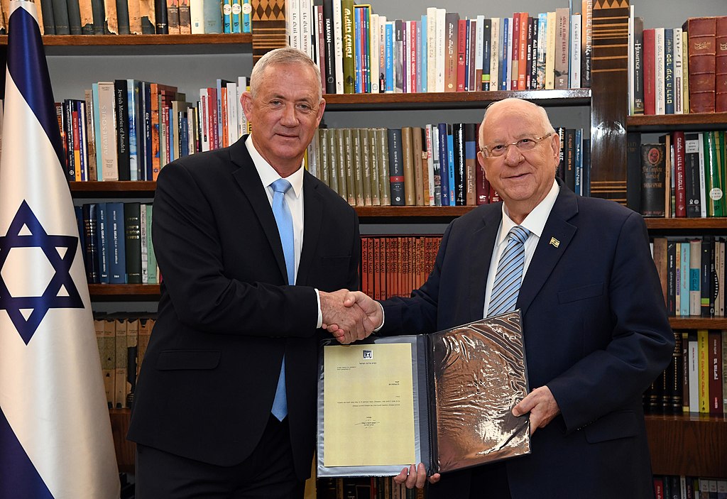 The President of Israel, Reuven Rivlin tasking Beni Gantz with forming the Thirty-fifth government of Israel. Wednesday, October 23, 2019. Credit Photo: Haim Zach / GPO.