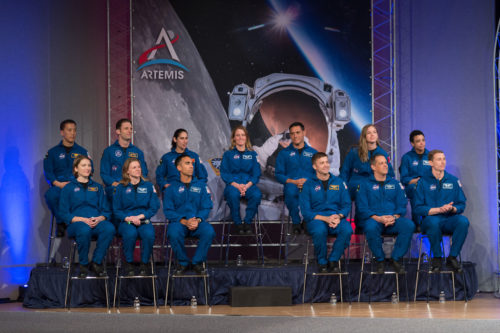 The 2017 Class of Astronauts participate in graduation ceremonies at the Johnson Space Center in Houston, Texas.