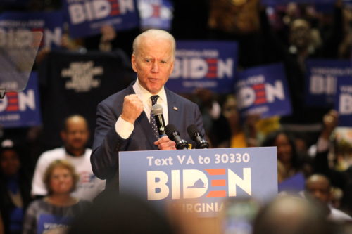 Democratic Presidential Candidate, Former Vice President Joe Biden speaks at a rally in Norfolk, Virginia at Booker T. Washington High School. Photo by Carter Marks, Royals Media.