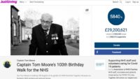 Screenshot of Captain Tom Moore's Just Giving page.