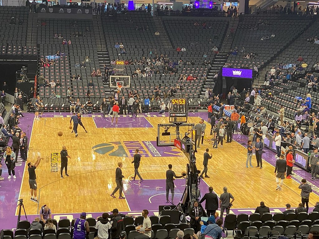 Sacramento Kings players shoot around after the game is postponed on March 11.