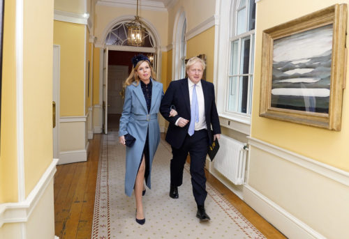 Prime Minister Boris Johnson with his partner Carrie Symonds leave No10 Downing Street for the Commonwealth Service at Westminster Abbey.