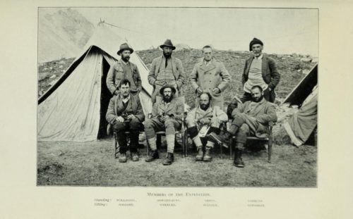 1921 Mount Everest reconnaissance expedition team members. Taken at 17,300 advanced base camp.
