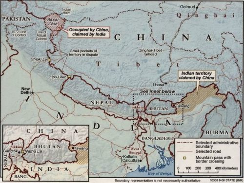 China India CIA map border disputes