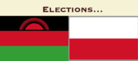 Flags of Malawi and Poland, with the text "Elections…" above.