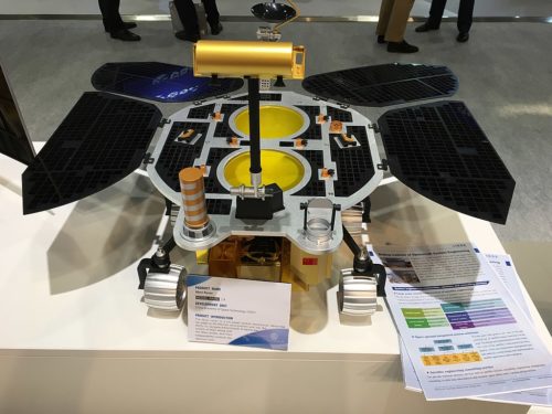 Mockup of the Mars Global Remote Sensing Orbiter and Small Rover at the 69th International Astronautical Congress 2018 at Bremen