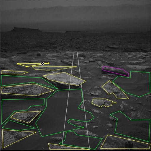 A labeled image of terrain on Mars.