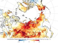 The map shows land surface temperature anomalies from March 19 to June 20, 2020.