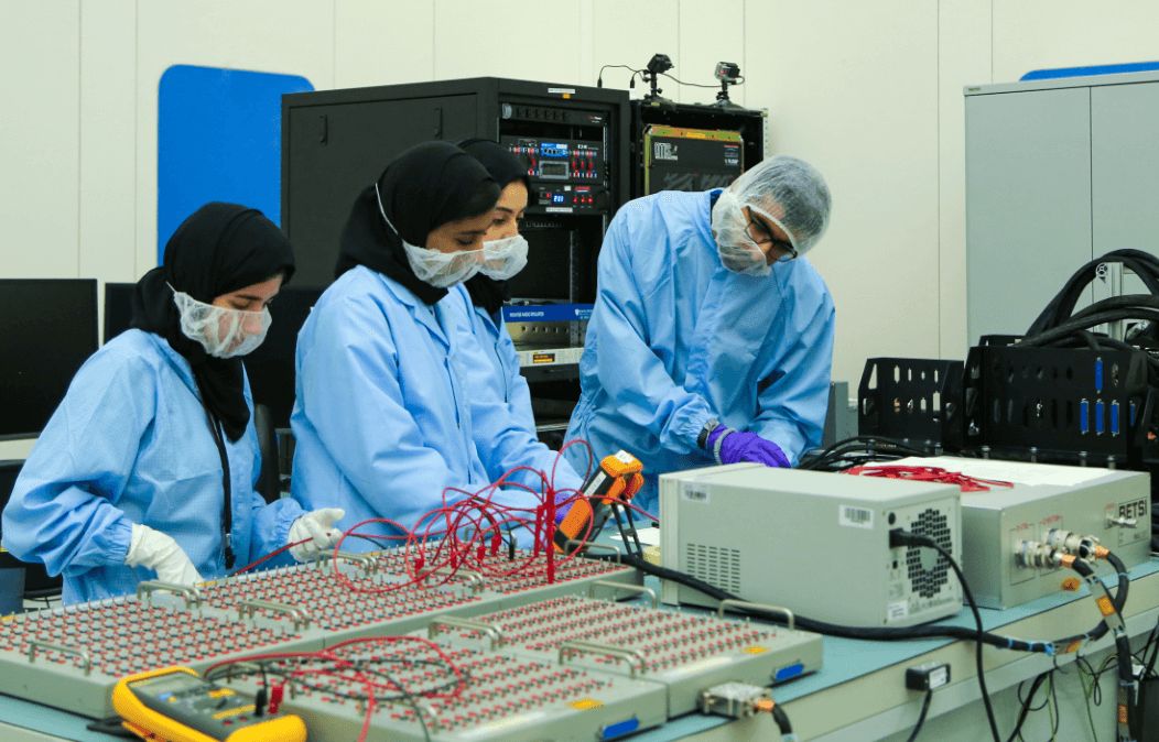 Technicians work on the UAE Hope Mars mission.