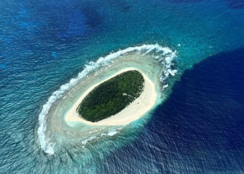 Pikelot atoll in Micronesia, aerial view.