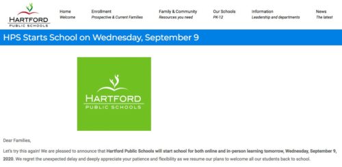 Hartford Public Schools announces delayed opening.