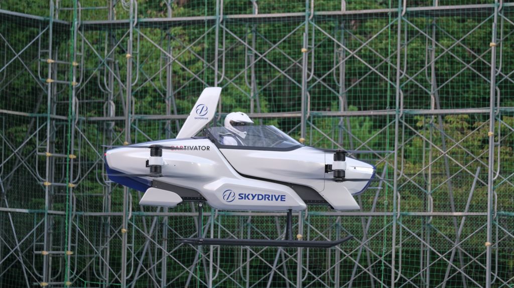 A pilot takes SkyDrive's SD-03 for a test flight.