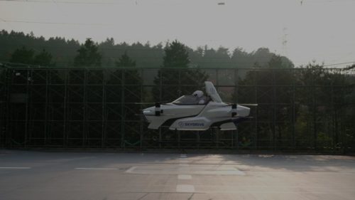 A pilot takes SkyDrive's SD-03 for a test flight.