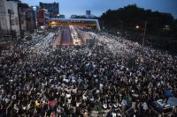 Photos from the anti-government protests at Kaset Intersection on Monday evening. Demontrators have adopted the tactic of 'daily rally,' convening every evening at different places for a brief show of force instead of camping out in one area. (Khaosod English) 19 October 2020