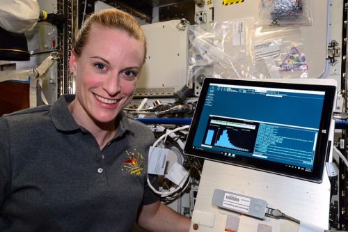 For the first time ever, DNA was sequenced in space as part of the Biomolecule Sequencer investigation on the International Space Station. The sequencing device used is called MinION, and sequencing was performed by ISS astronaut Kathleen (Kate) Rubins.