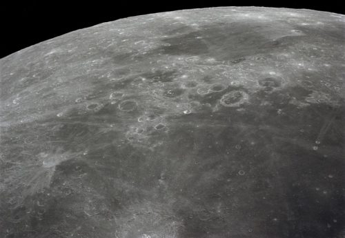 View of the moon, photographed during the Apollo 16 mission's trans-Earth coast.