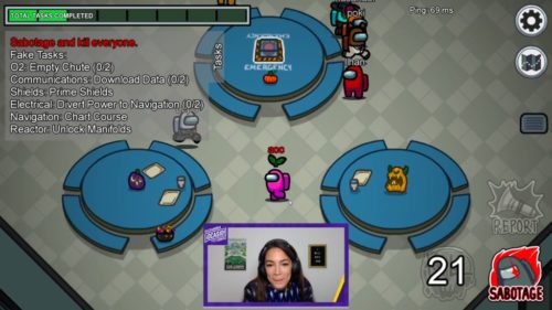 Representative Alexandria Ocasio-Cortez playing "Among Us" on Twitch.