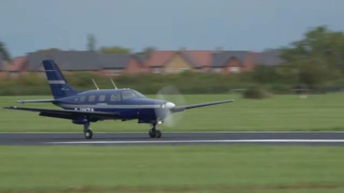 ZeroAvia's hydrogen-powered airplane lands after a test run.