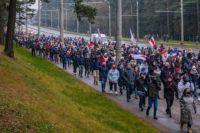 Local rally in Zavodski district of Minsk during decentralized protests against Lukashenko, 22 November 2020. Minsk, Belarus