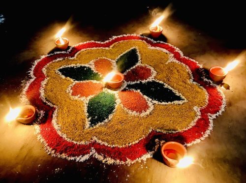 Rangoli on Diwali 2020 at Moga, Punjab, India