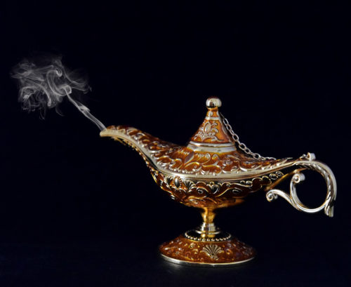 A "Magic Lamp" with smoke coming out of it.