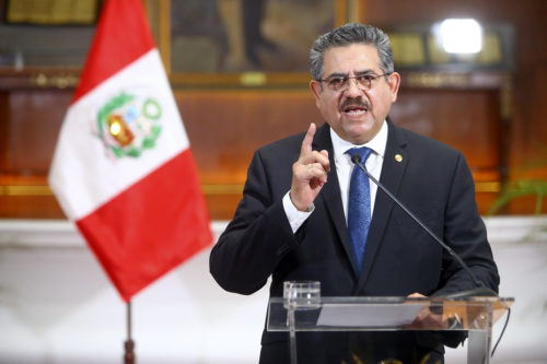 Manuel Merino announces his resignation as president of Peru.