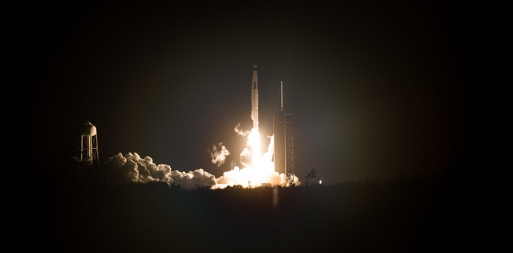 A SpaceX Falcon 9 rocket carrying the company's Crew Dragon spacecraft is launched on NASA’s SpaceX Crew-1 mission to the International Space Station with NASA astronauts Mike Hopkins, Victor Glover, Shannon Walker, and Japan Aerospace Exploration Agency astronaut Soichi Noguchi onboard, Sunday, Nov. 15, 2020, at NASA’s Kennedy Space Center in Florida.