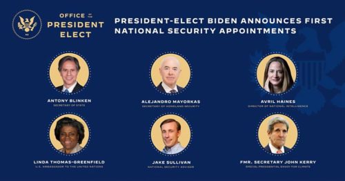 Image showing six of President-elect Joe Biden's first picks for Cabinet positions.