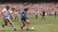 In 1986, Maradona led Argentina to win the World Cup. In one game, he made a play known as the "Goal of the Century", dribbling 66 yards (60 meters) past five opposing players to score.