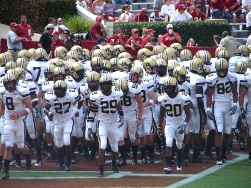 Vanderbilt Commodores football team running onto the field in 2006.