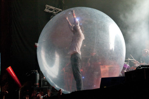 The Flaming Lips leader Wayne Coyne in a bubble.