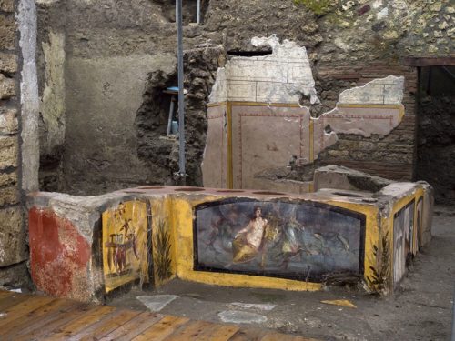 Overall view of the "snack bar" uncovered in Pompeii.