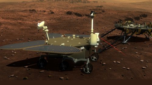 An artist’s idea of what the Tianwen-1 rover will look like on Mars's surface.