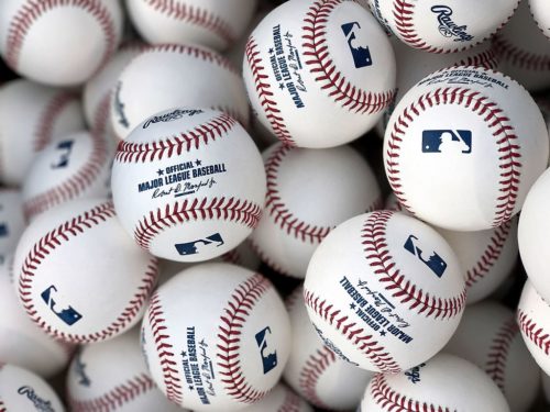 Balls ready for World Series Game 6 batting practice.