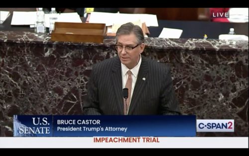 Trump lawyer Bruce Castor speaks at the second impeachment trial of Donald Trump.
