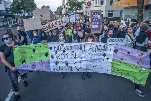 Women protest at the Women's March 4 Justice in Geelong.