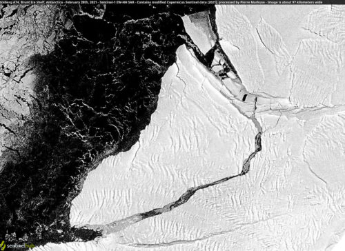 Iceberg A74, Brunt Ice Shelf, Antarctica - February 28th, 2021