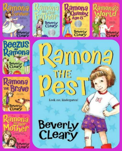 Collage of Beverly Cleary books featuring Ramona Quimby.