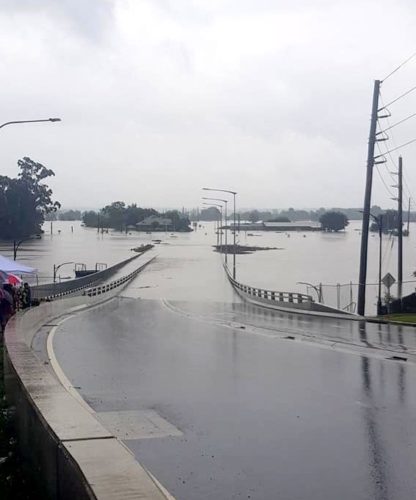 Windsor Bridge submerged in the 2021 NSW floods