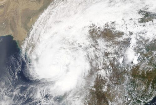 Cyclonic Storm Tauktae seen over India by the Terra satellite on May 18, 2021.