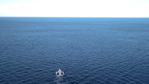 Mayflower Autonomous Ship leaving on its first cross-Atlantic trip.