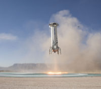New Shepard rocket landing in 2017.