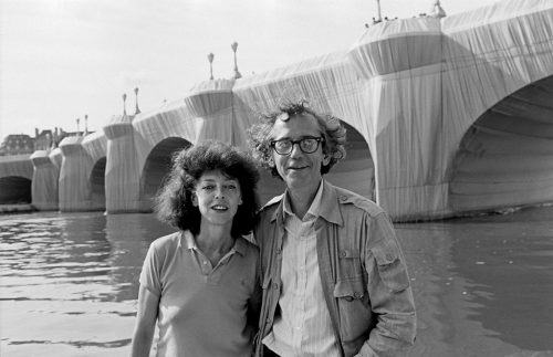 Christo and Jeanne-Claude at The Pont Neuf Wrapped in 1985.