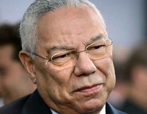 Retired Chairman of the Joint Chiefs of Staff and former Secretary of State, Gen. Colin Powell gives interviews with the media in 2014.