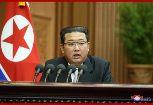 Kim Jong-un speaking to North Korea's Parliament.