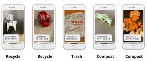 Screenshots from DeepWaste, an app created by Yash Narayan.