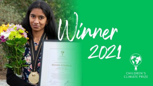 Reshma Kosaraju, the winner of the 2021 Children's Climate Prize.